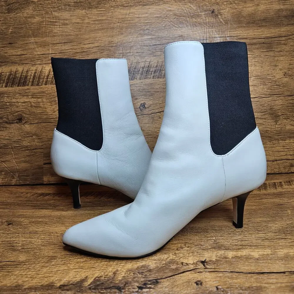Joie Rali Ivory Leather pointed toe slip on booties sz 38  US 8
